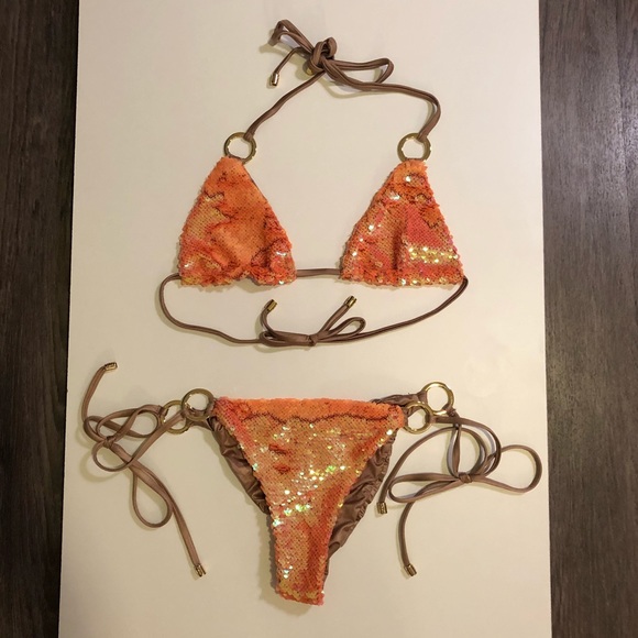 Beach Bunny Other - BeachBunny Siren Sequin Bikini Orange Kylie Jenner